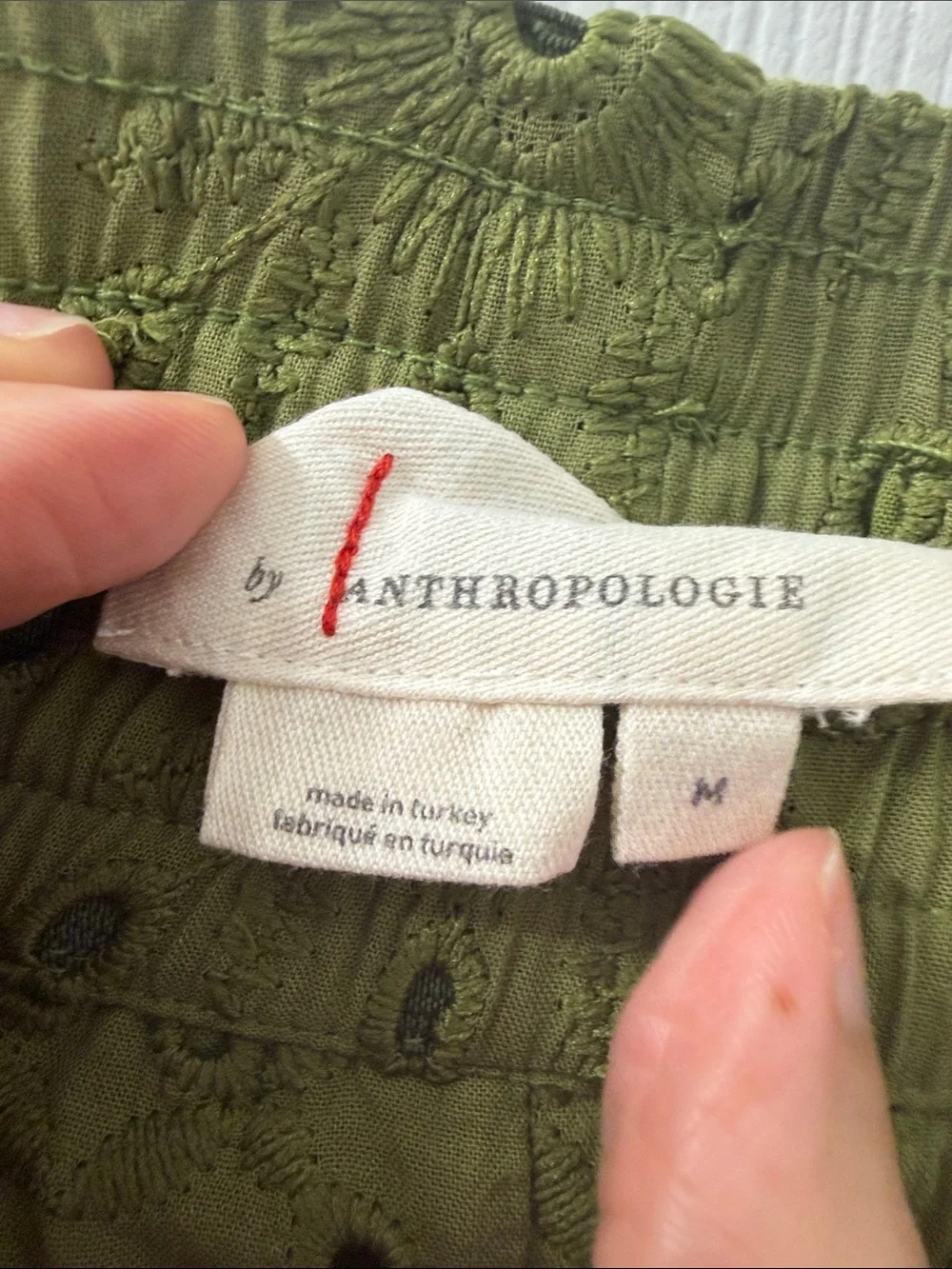 Anthropologie Olive Green Eyelet Cargo Pants